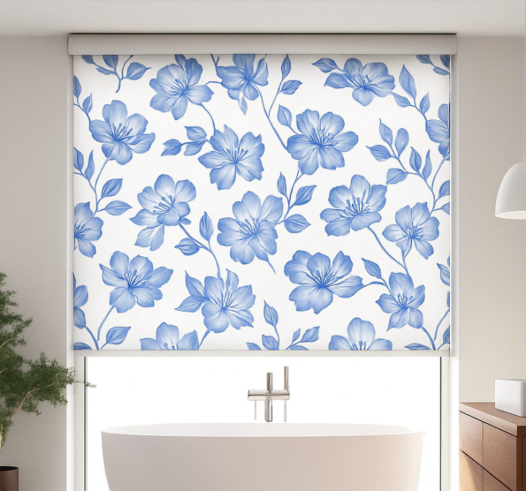 Blue and white floral master bedroom shades - TenStickers