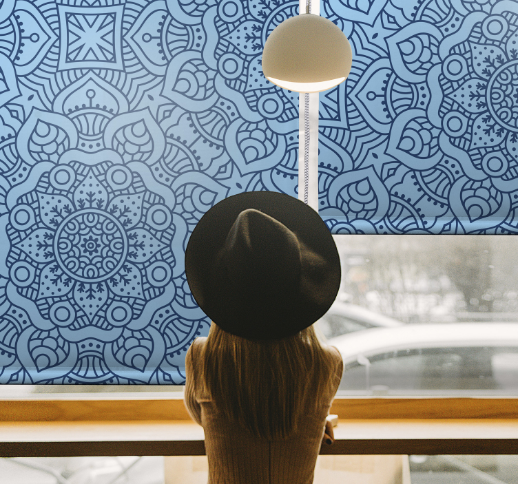 Blue mandala zen living room roller blind - TenStickers