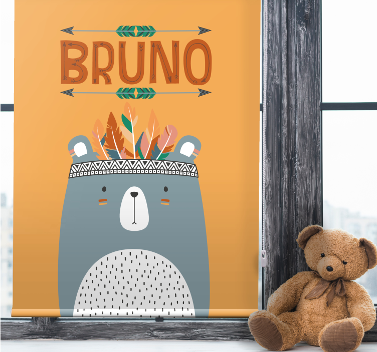 Blue Nordic bear with customizable name - TenStickers