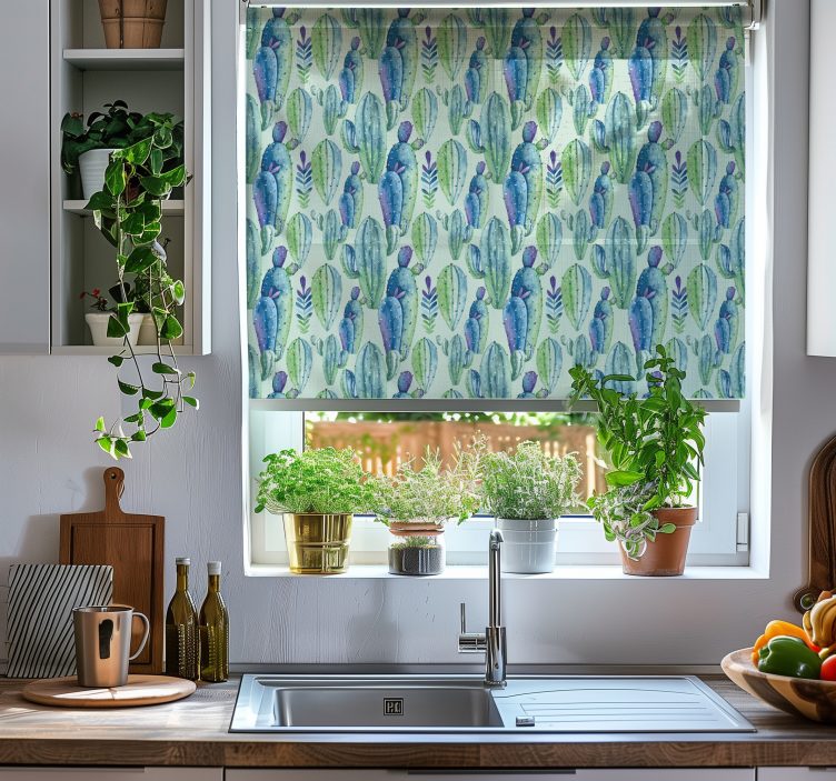 Botanic style Cactus blind - TenStickers