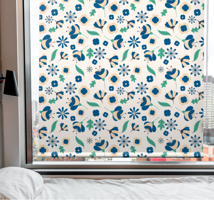 Floral roller blind Botanical Pattern flowers and plants - TenStickers