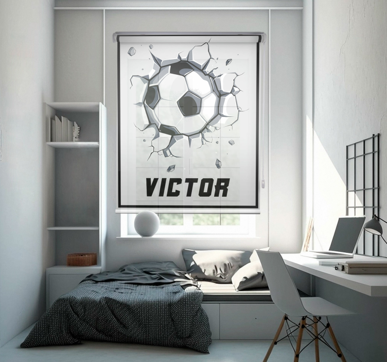 Breaking ball with name kids roller blind - TenStickers