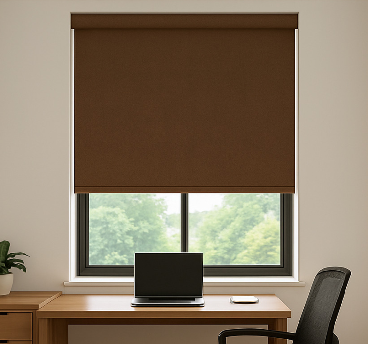 Brown roller blind office - TenStickers