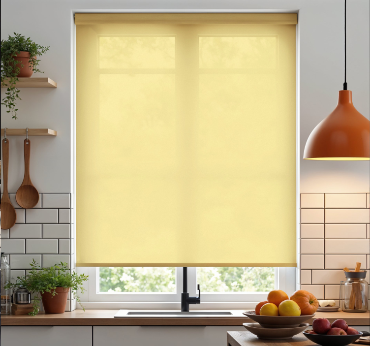 Butter yellow monocolour roller blind - TenStickers