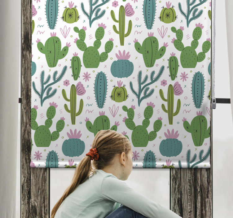 Cacti Illustration Pattern cactus blind - TenStickers