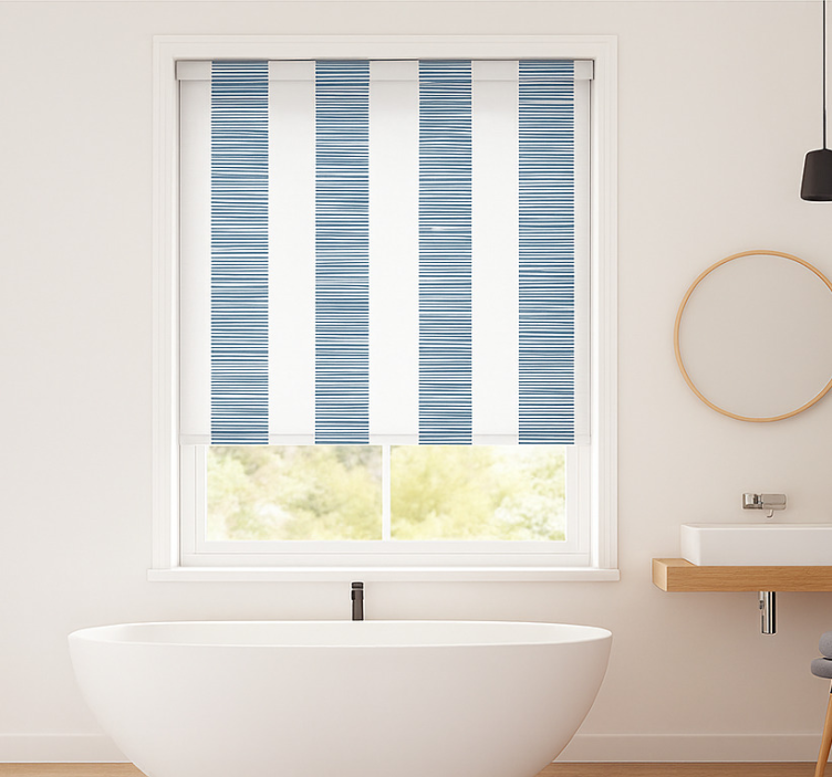 "Ceramica Righe Blu" bathroom blind - TenStickers