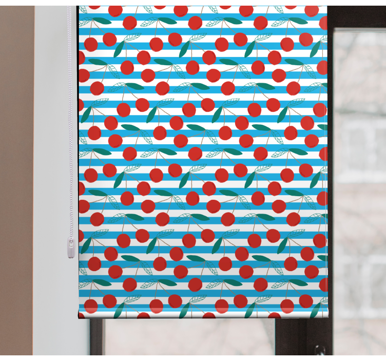 Cherry blue stripes fruit and vegetable kitchen blind - TenStickers