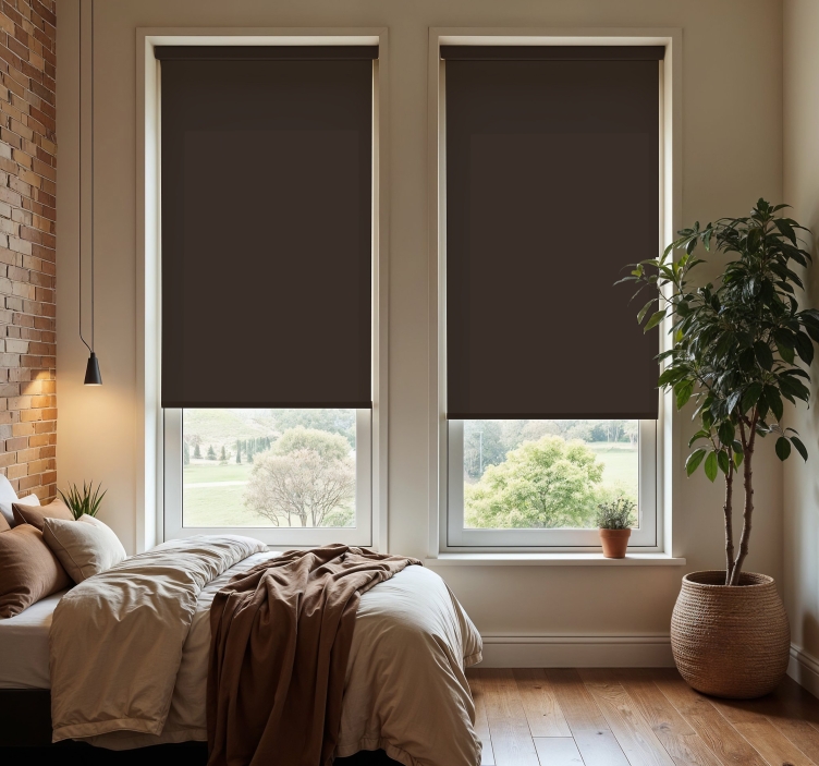 Chocolate brown monocolour roller blind - TenStickers