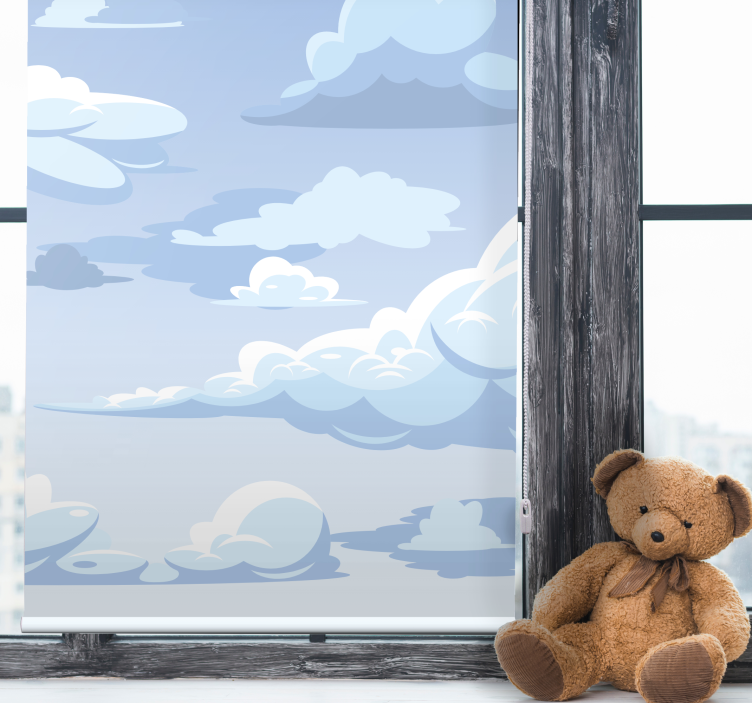 Blue drawing motif cloud roller blind - TenStickers