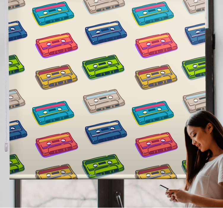 Colorful Cassette Tapes gamer roller blind - TenStickers