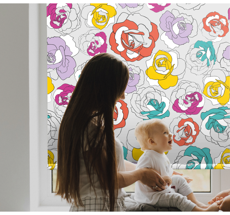 Colorful Rose Pattern floral roller blind - TenStickers