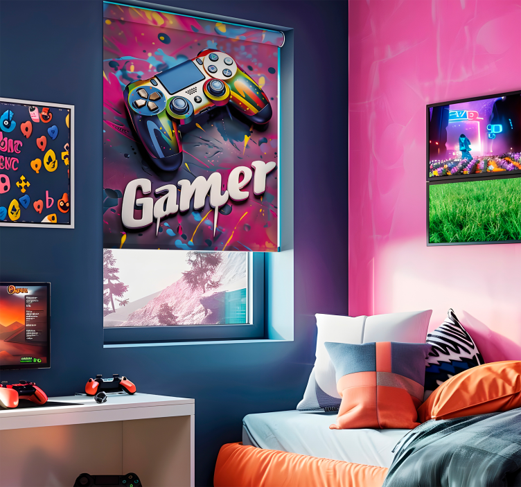 Colourful style gamer roller blind - TenStickers