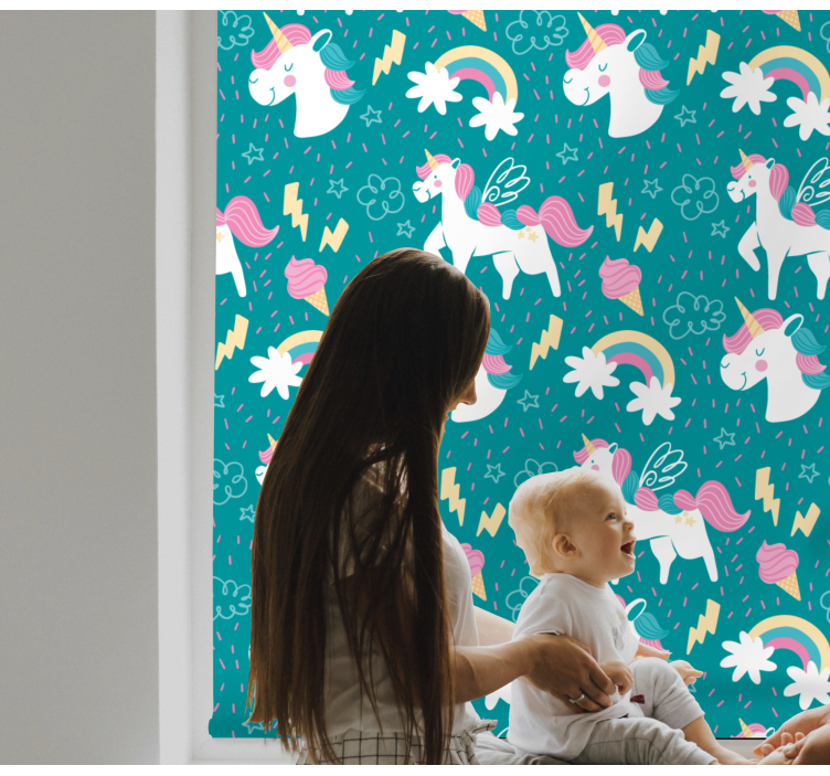 Blue unicorn pattern blind children - TenStickers