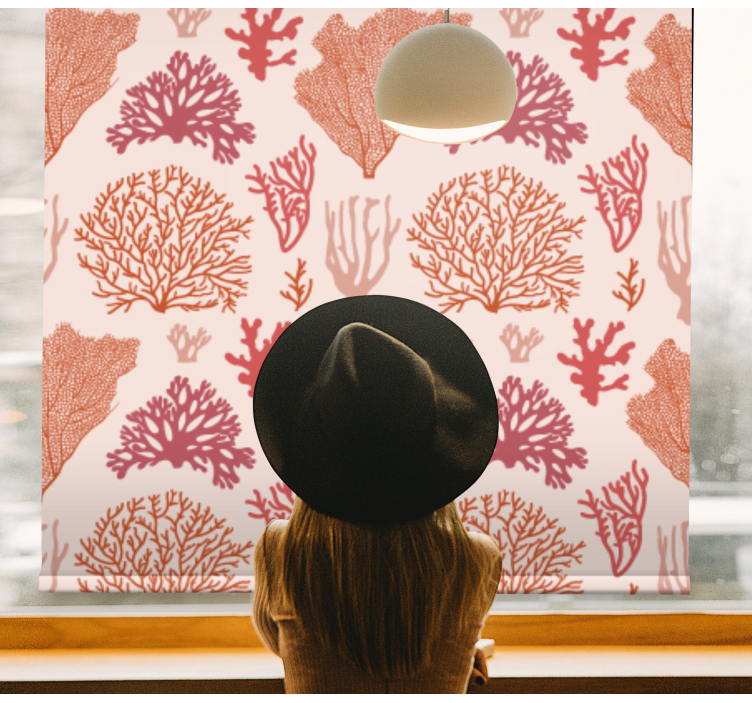 Coral Botanical Pattern blind flowers and plants - TenStickers