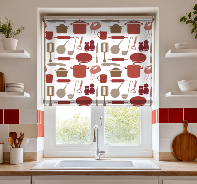 Culinary utensils kitchen roller blind - TenStickers