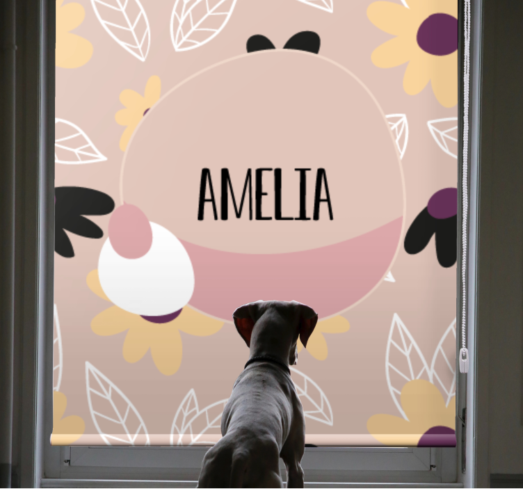 Custom Floral Name Design customised roller blind - TenStickers
