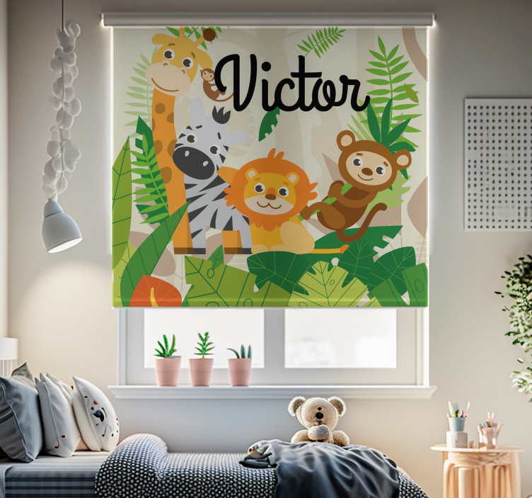 Custom jungle animals kids roller blind - TenStickers