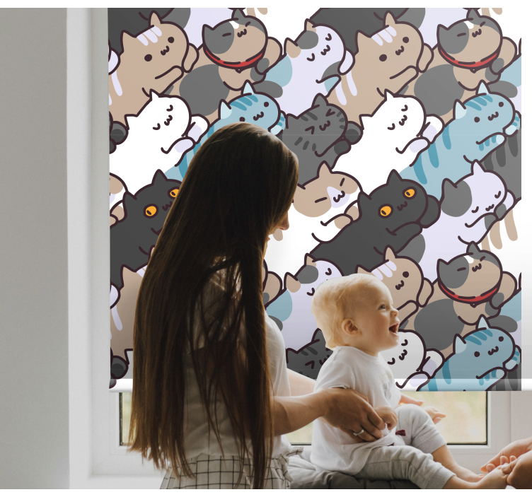 Cute cats sleeping pattern kids roller blind - TenStickers