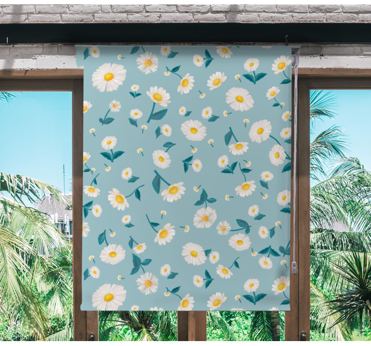 Daisy Blue Pattern blind flowers and plants - TenStickers