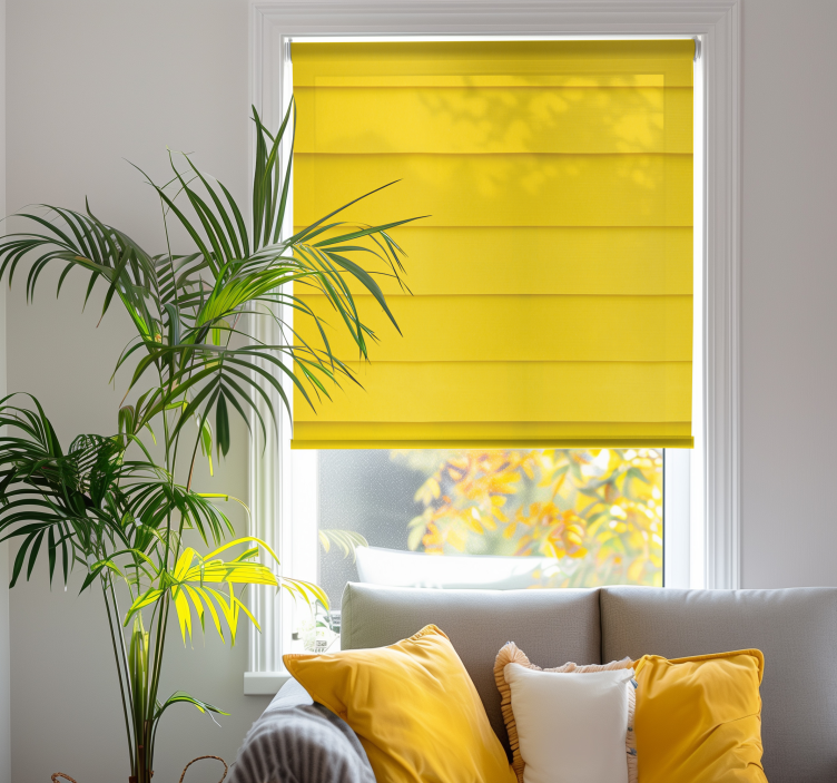 Dark shades with slats yellow kitchen blind - TenStickers