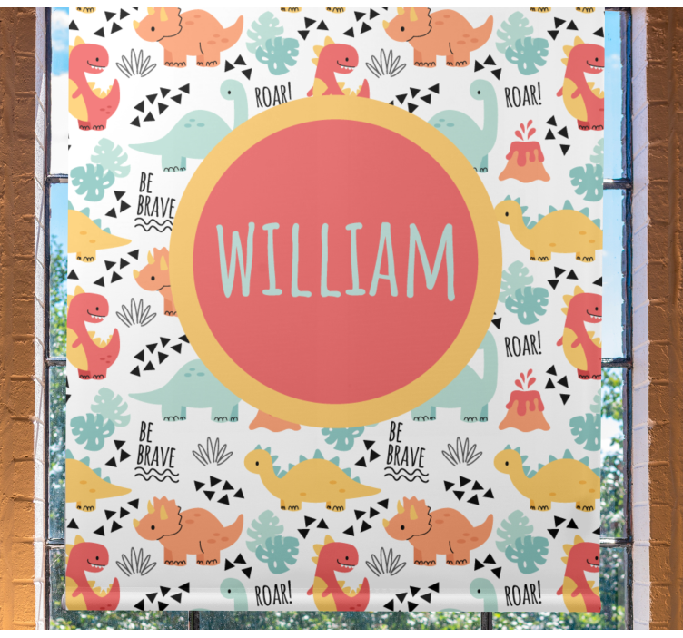 Dinosaur blind featuring baby dinosaurs with names - TenStickers