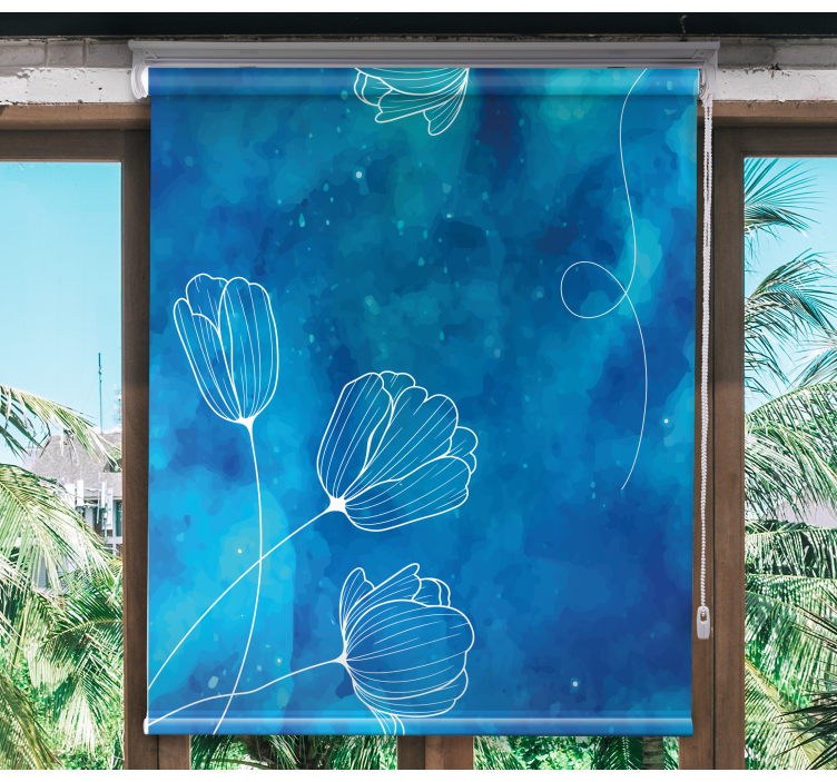 Elegant blue silhouettes floral roller blind - TenStickers