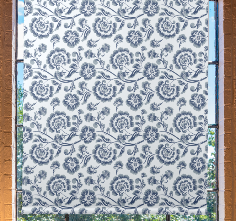 Elegant grey theme floral roller blind - TenStickers