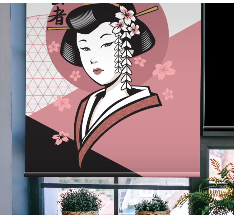 Elegant Japanese Woman art deco blind - TenStickers