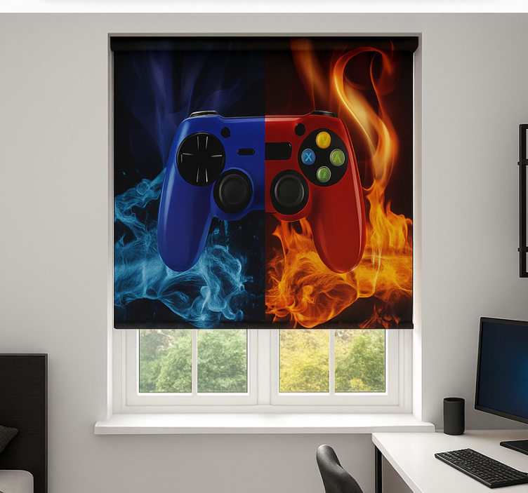 Fire and ice console  gamer roller blind - TenStickers