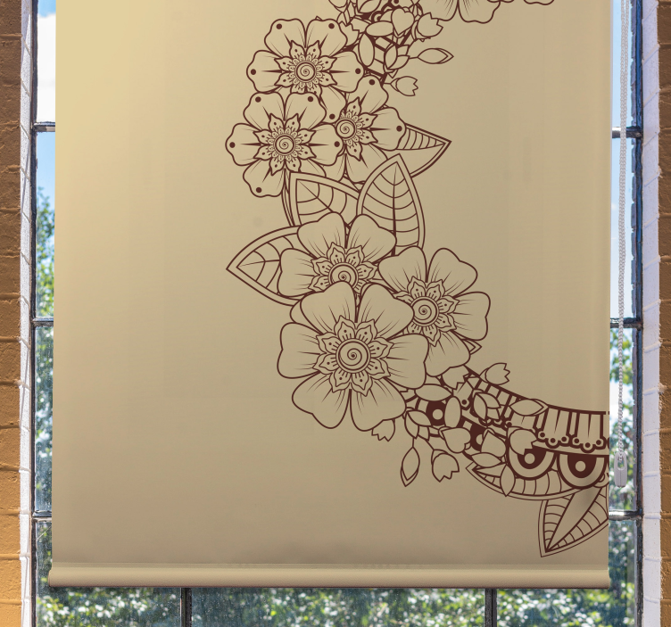 Floral outline design floral roller blind - TenStickers