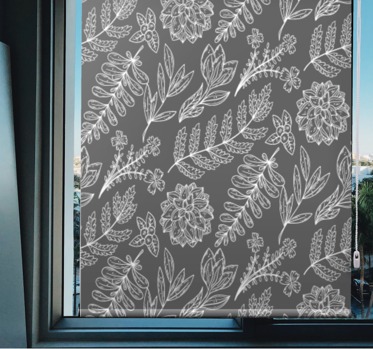 Floral Outline Pattern blind flowers and plants - TenStickers