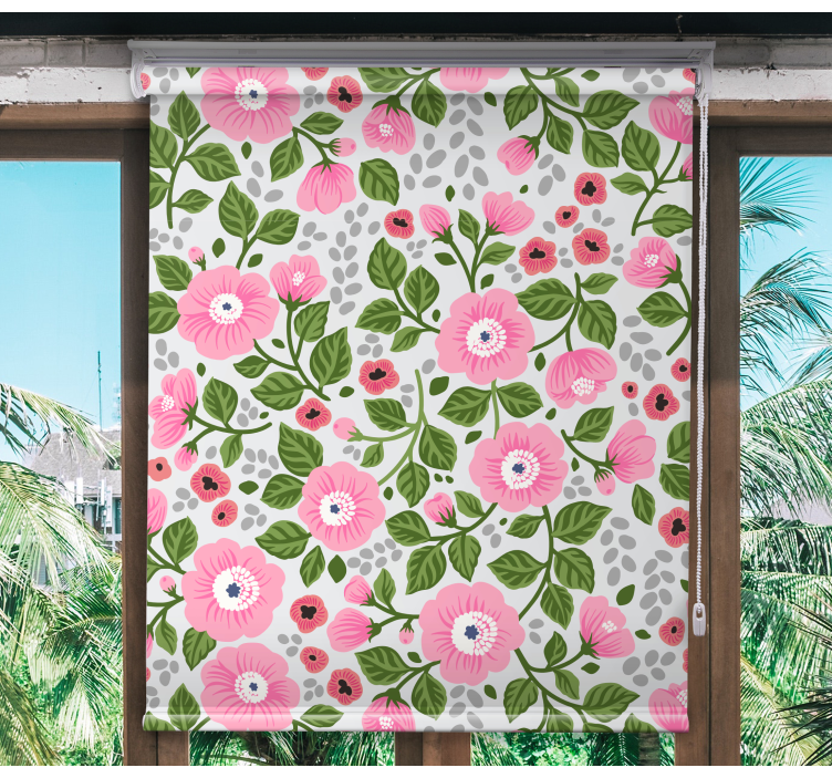 Pink blooms garden blind flowers and plants - TenStickers