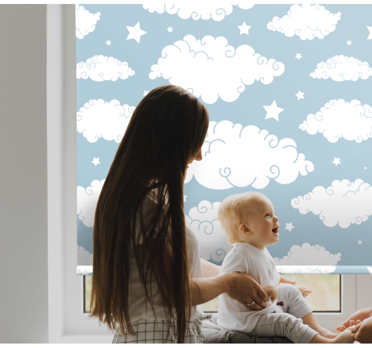 Fluffy White Clouds cloud roller blind - TenStickers