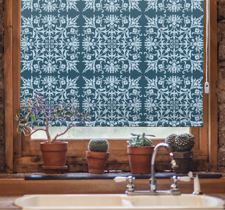 French Provincial blue pattern blind flowers and plants - TenStickers
