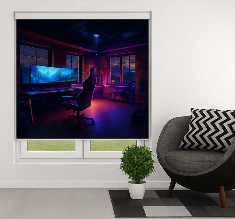 Futuristic neon game setup gamer roller blind - TenStickers