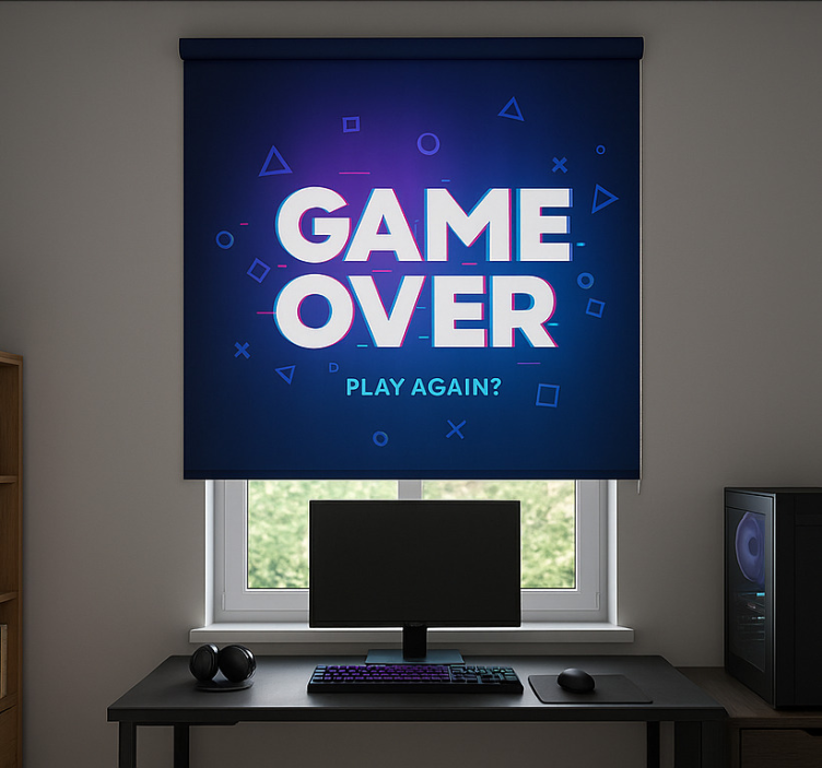 Game over play again gamer roller blind - TenStickers