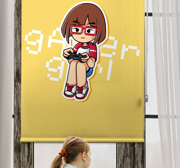 Gamer Girl Illustration gamer roller blind - TenStickers