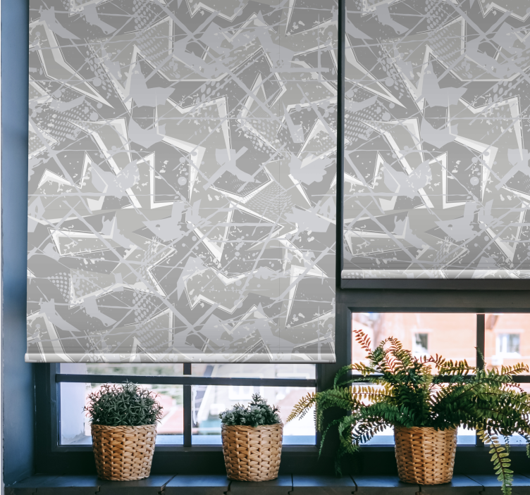 Geometric Grey Patterns pattern roller blind - TenStickers