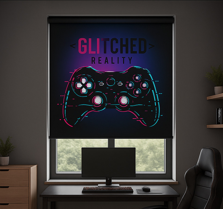 Glitched reality controller gamer roller blind - TenStickers
