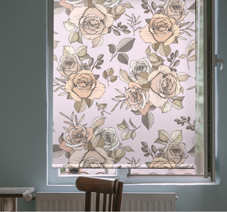 Graceful Rose Motif floral roller blind - TenStickers