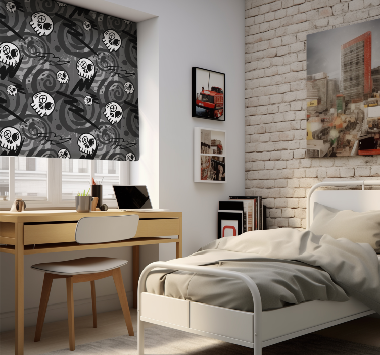 Graffiti with Skulls Black Teen Bedroom Blind - TenStickers