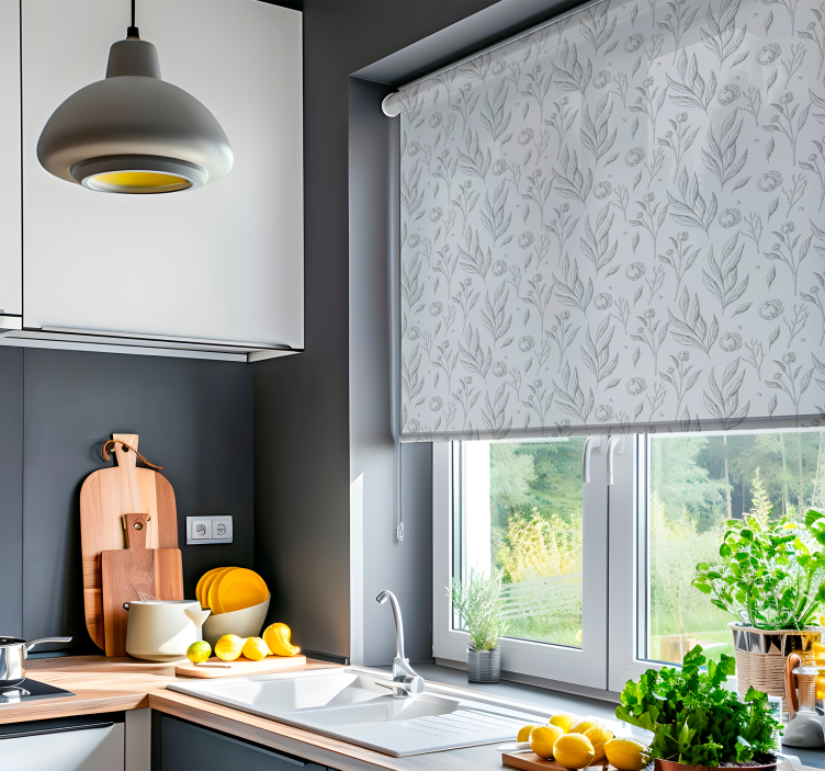 Gray kitchen blind floral nordic pattern - TenStickers