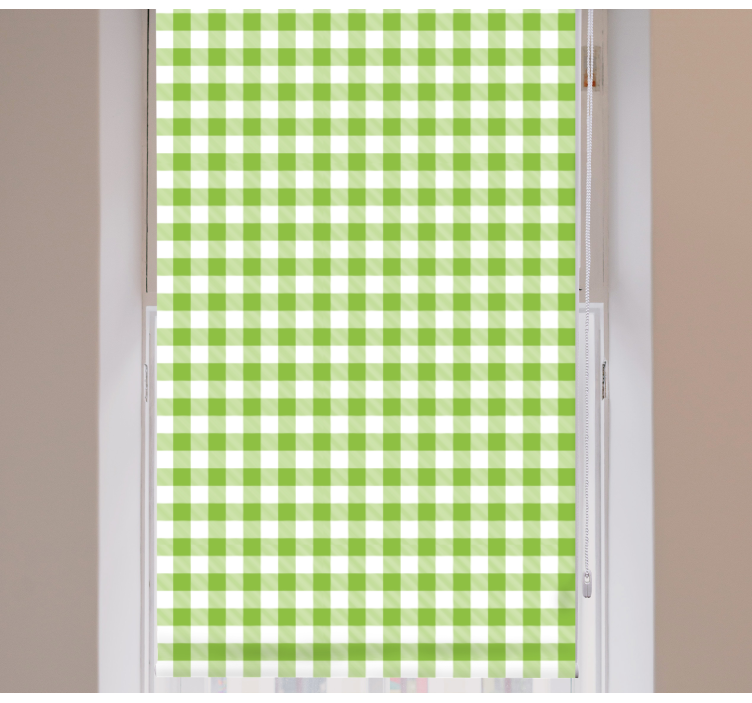 Green checkered pattern kitchen roller blind - TenStickers