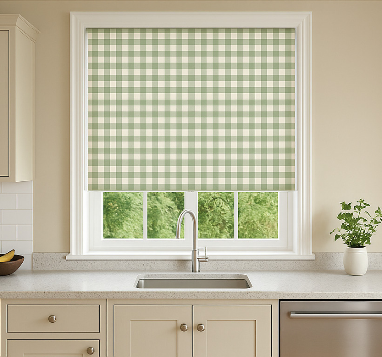 Green cloth pattern kitchen roller blind - TenStickers