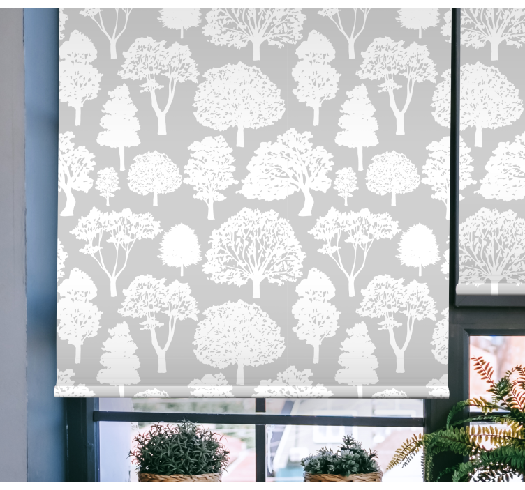 Grey and white silhouettes tree blind - TenStickers