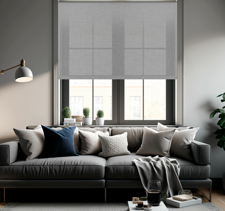 Grey fabric texture living room roller blind - TenStickers