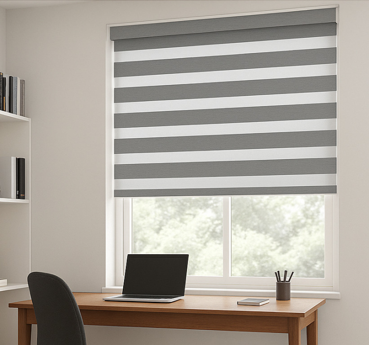 Grey stripes roller blind office - TenStickers