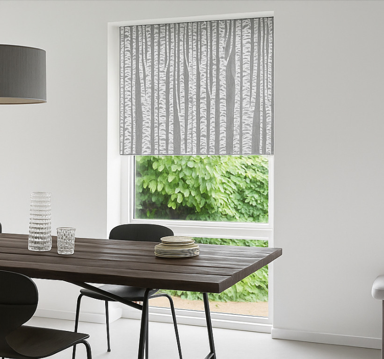 Grey tree bark print dining room roller blind - TenStickers