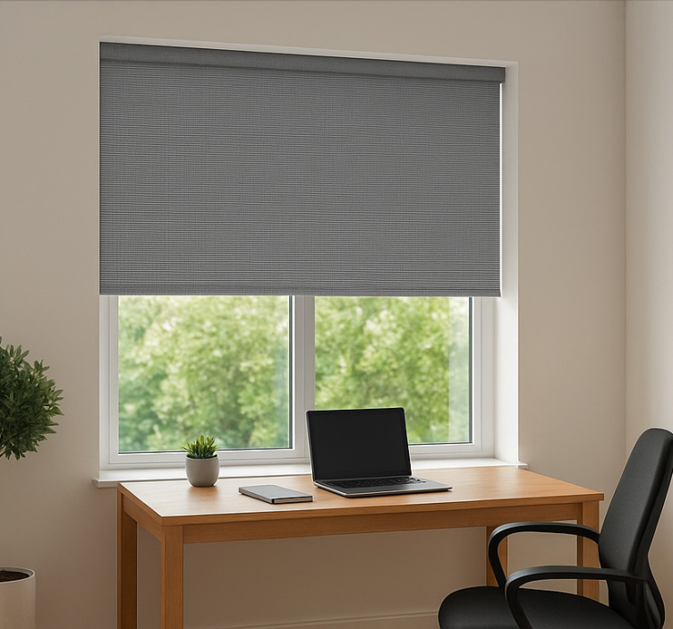 Grey wolf pattern roller blind office - TenStickers