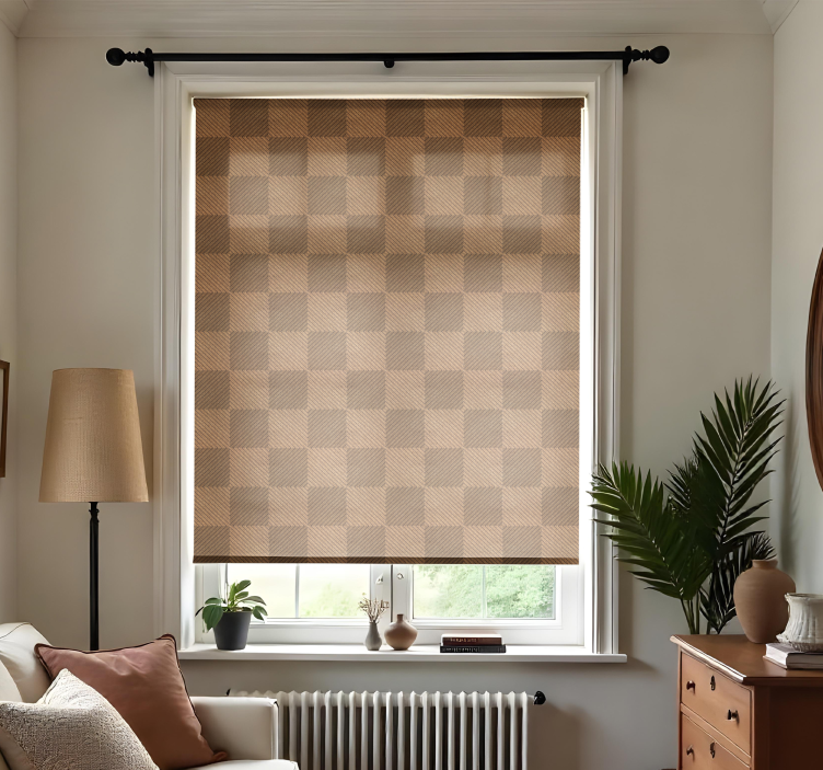Jute squares motif living room blind - TenStickers